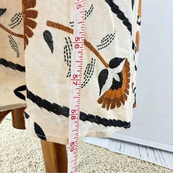 Farm Rio Palms Paradise Sand Long Sleeve V-Neck Floral Maxi Dress L - Picture 14 of 16